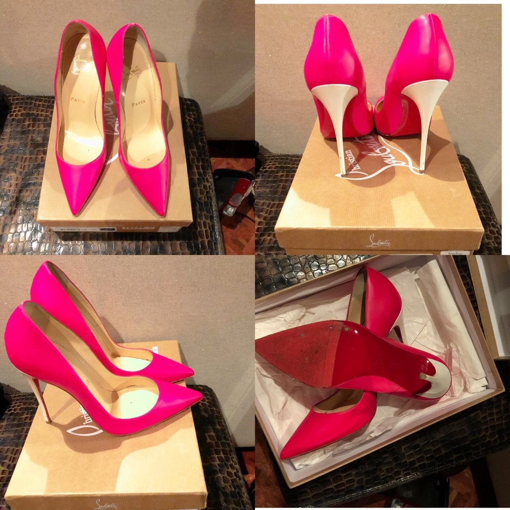 Hot pink and white Christian Louboutin Stilettos